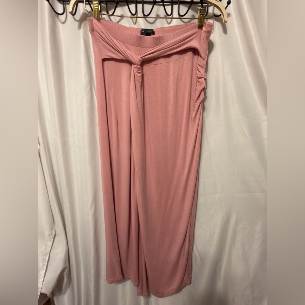 H by Halston Pink Twist Ruched Maxi Skirt, Size Medium Petite